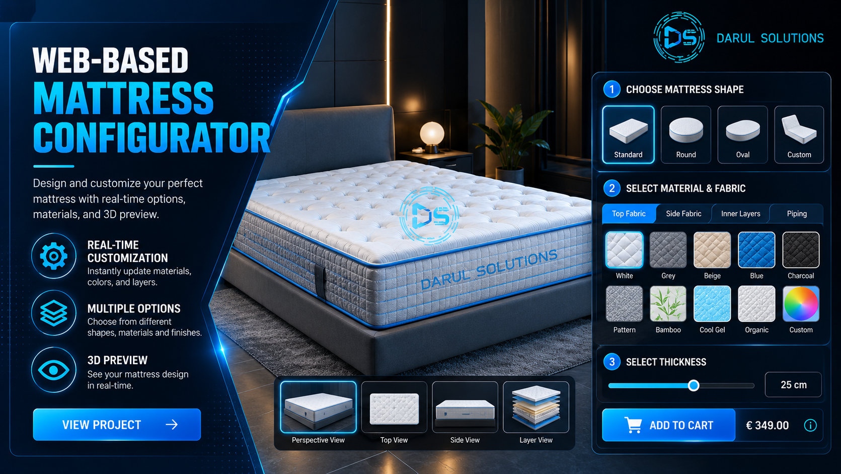 Mattress Configurator - WebGL 3D Product Configurator visualization screenshot 1